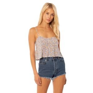 Amuse Society Blissed Out WOVEN Cami Size S Multi Color Animal Print Tie Back